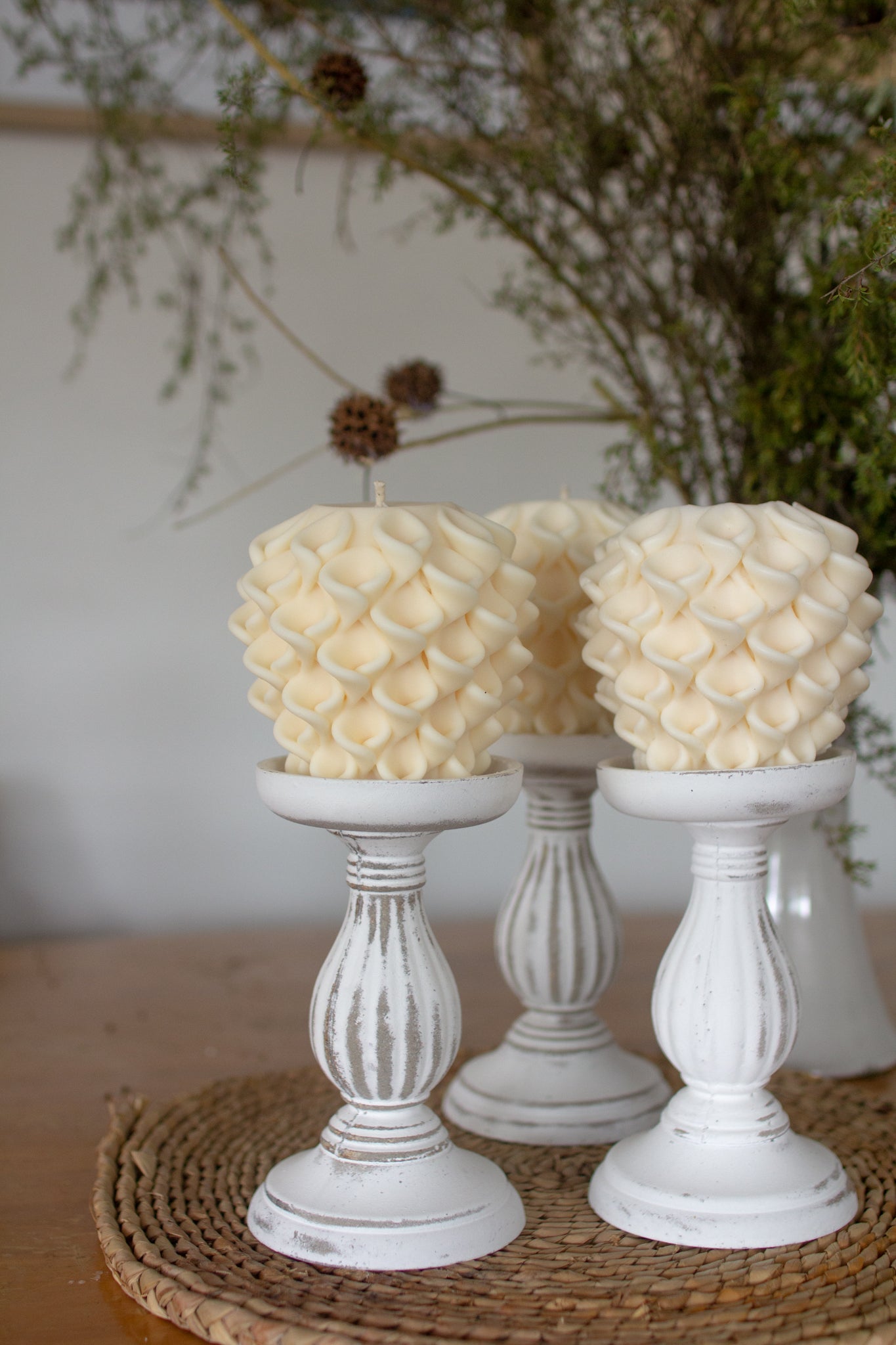 White Washed Candle Holders Koa Kandles